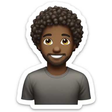 Curly hair african male youth, with some lil beard, and a nice smile sticker