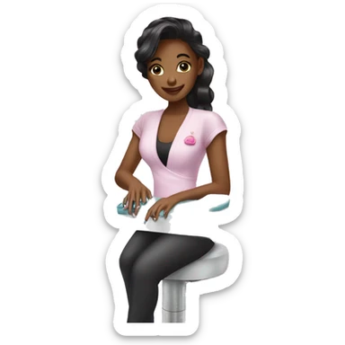 Girl getting a manicure at nail salon sticker