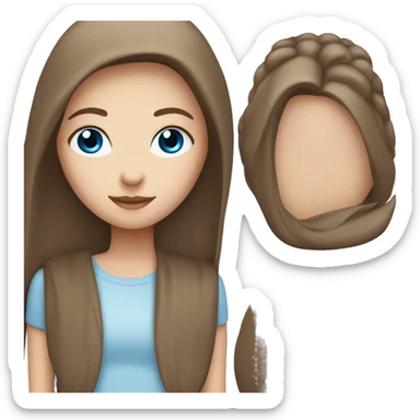 White girl with long straight brown hair and blue eyes  sticker