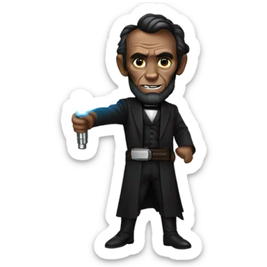 Abraham Lincoln as a Jedi with a blue lightsaber sticker