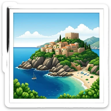 a mediterranean island seen from the sea sticker