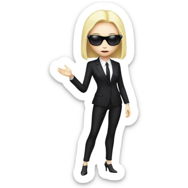 a blonde reptilian alien woman as men in black, full body, full figure sticker