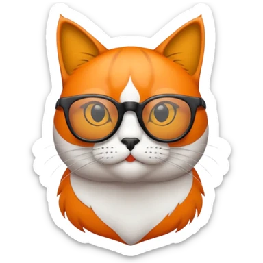 un gato de tres colores naranja, negro y blanco con gafas de leer sticker