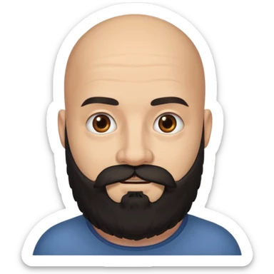 A bald man with a full thick bushy black beard sticker