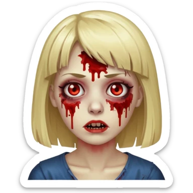 Mulher zumbi de cabelo loiro com franja sticker