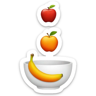 Fruit bowl with apple orange and banana sticker