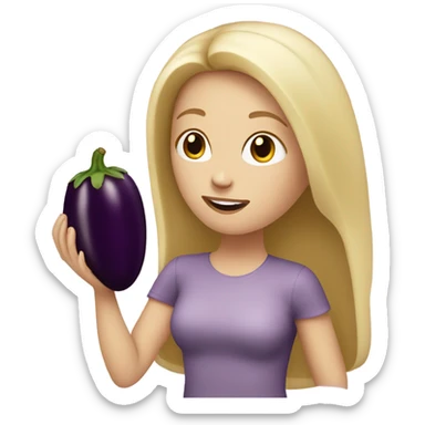 Blonde white girl eating eggplant sticker