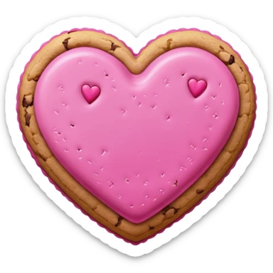 Cookie heart with pink chocolate  sticker