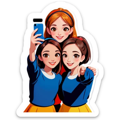 girls taking a selfie together sticker