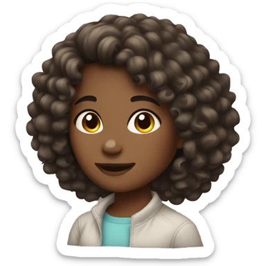 girl whit curly hair dark brown  sticker