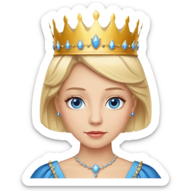Queen with blonde shorter hair and blue eyes sticker