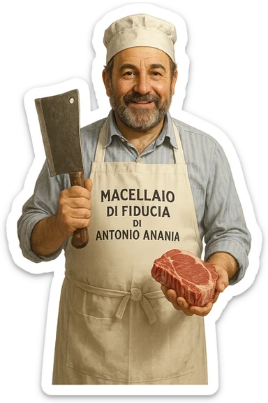 uomo Macellaio chiamato "Macellaio di Fiducia di Antonio Ananìa" sticker