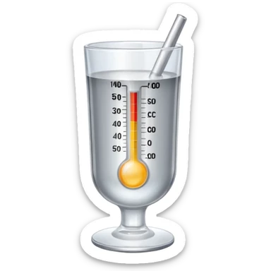 at a 45-degree angle backward and slightly to the right, the thermometer in a glass cup should be gray, like a mercury thermometer, and show 50+>C. sticker