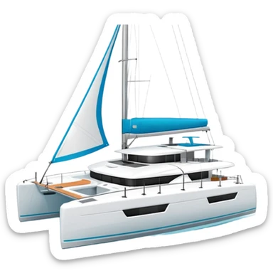 A lagoon 42 catamaran with no wording or letters on the boat. In a solid white background  sticker
