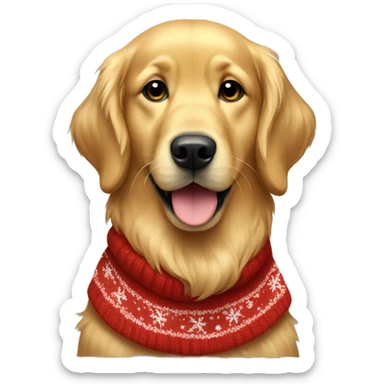 Golden Retriever wearing a Christmas sweater sticker