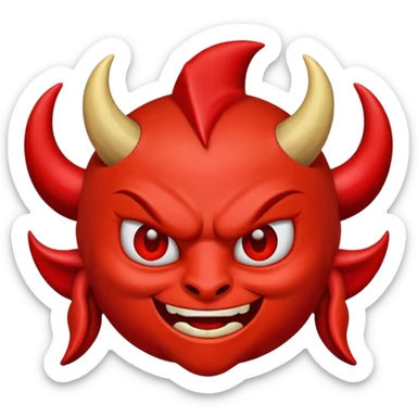 un diablo feliz con unos dedos groseros en los lados sticker