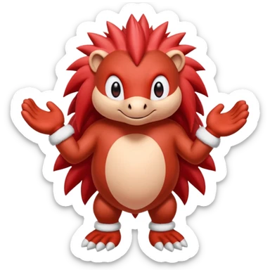 Sonic the hedgehogs friend knuckles a red animal with peach arms and white mittens that have no fingers , he’s a echidna with red eyes sticker