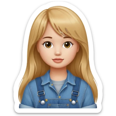 Debby Ryan (long hair with straight bangs) wearing overalls sticker