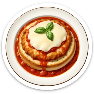 veal parmesan on a dish sticker