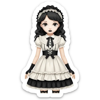 Lolita dress, white and creepy sticker