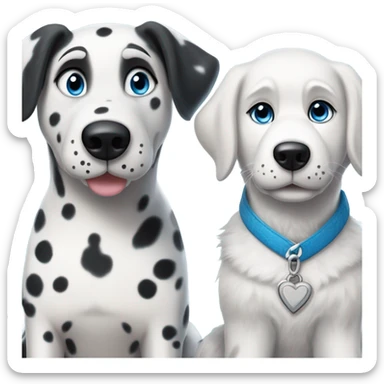 dalmatian and white and grey siberian husky in love sticker