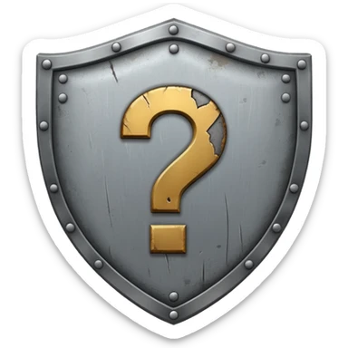 fais moi un bouclier gris avec un point d'interogation dessus sticker