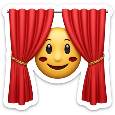 A 3D emoji of red theater curtains in , slightly parted in the middle with soft folds. Glossy, smooth texture, minimal Apple-style rendering, isolated on a white background.




 sticker