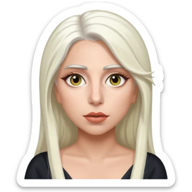 Lady Gaga with hazel eyes, long white hair sticker