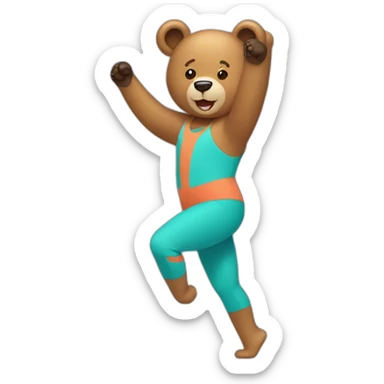 Bear wearing a unitard doing aerobics sticker