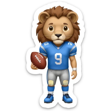 blue color lion wearing american football jersey sticker