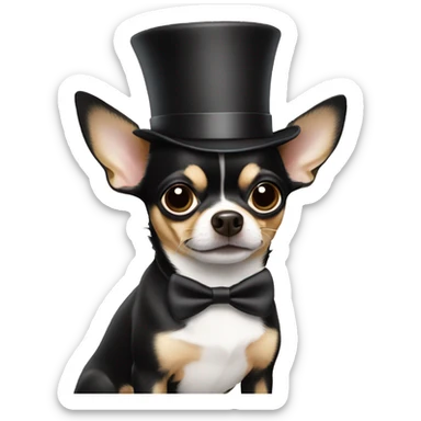 chihuahua wearing a top hat sticker