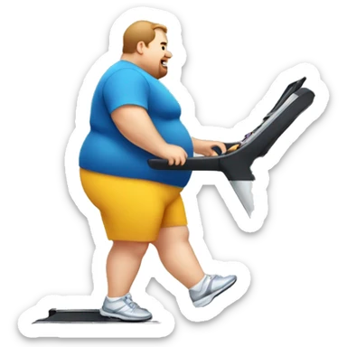 Fat guy on treadmill  sticker