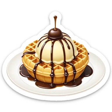 Hong Kong egg waffle (bubble waffle) folded with ice cream inside sticker