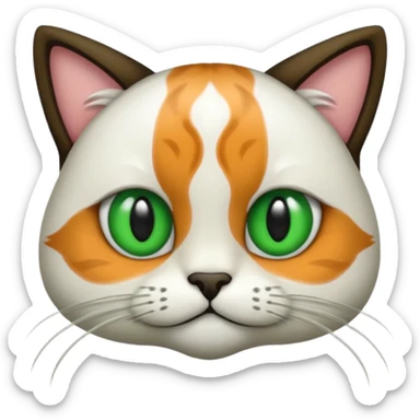 um gato branco com manchas pretas  olho preto e verde sticker