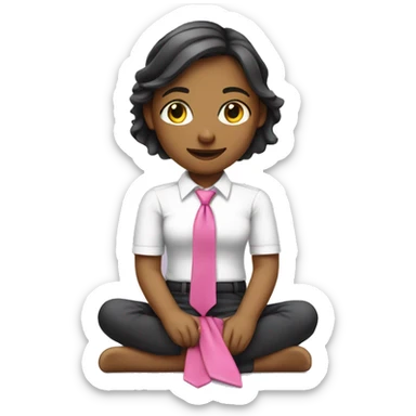 A girl relaxing wearing a pink Small tie sticker