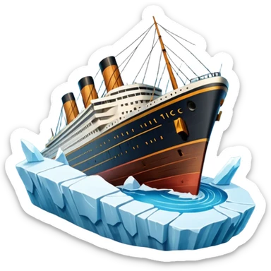 titainic crashing into an iceberg sticker