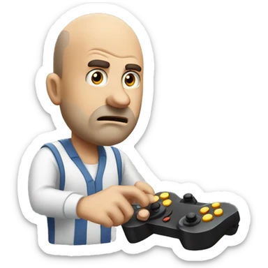 an balding annoyed man playing video games sticker