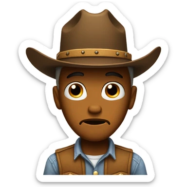 Sad emoji with cowboy hat sticker