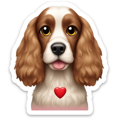 cocker spaniel with red heart eyes  sticker