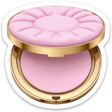 open makeup powder case with puff, pink and gold accents sticker
