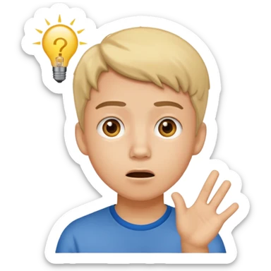 student with a confused expression asking a question sticker