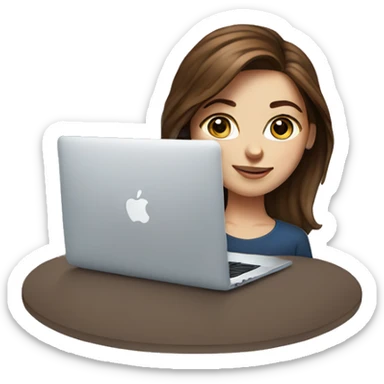 realistic portrait of brown-haired girl MacBook coffee blue eyes sticker