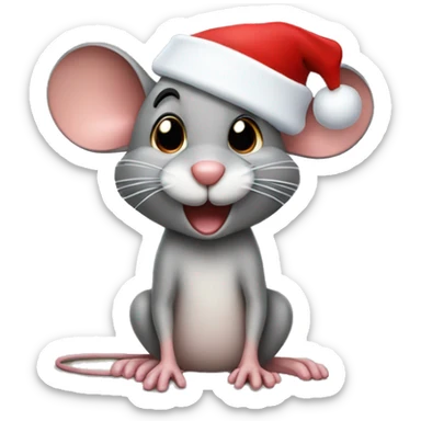 Jerry mouse wearing a Santa hat  sticker