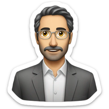 40yo male Iranian lawyer no crawat and glass sticker