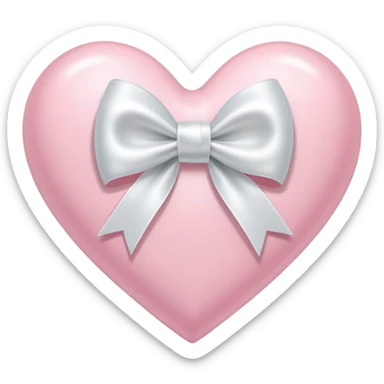 Light pink heart with white ribbon bow sticker