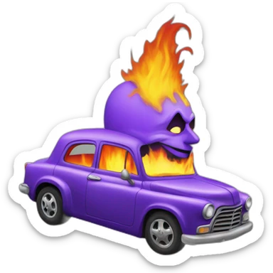 a-burning-car-with-the-joker-on-top sticker