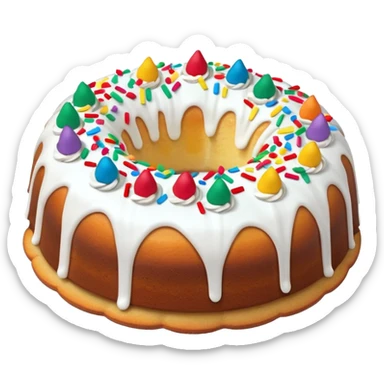 white frosted Bundt confetti chip cake sticker