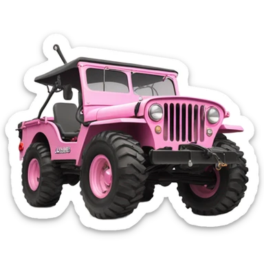 Full size jungle tour 1942 Willy’s pink jeep crawler with installed winch on bumper  sticker