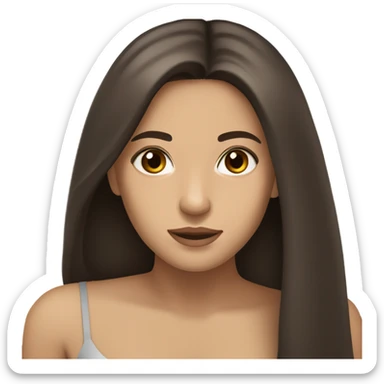 Beautiful Spanish girl brown eyes straight very long dark brown hair  sticker