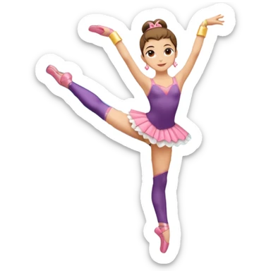 Una chica con vestuario de bailarina con las piernas flexionadas, el dedo índice en la boca, el tren superior inclinado hacia la izquierda y con la cadera proyectada hacia la izquierda sticker